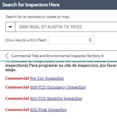 screenshot of inspection list in inspector territory tool