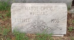 Headstone Maude Craig Williams Expired 1958