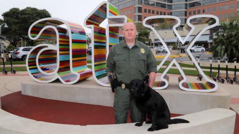 Arson investigator and dog