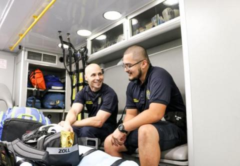 paramedics in ambulance