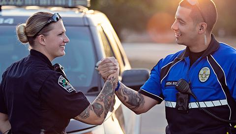 Female and Male shaking hands