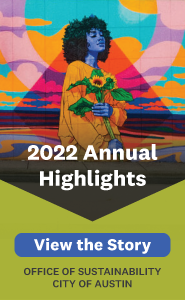 Photo of the Be Well Murals along South Lamar with text reading, "2022 Annual Highlights: View the Story."