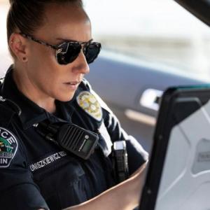 Officer in patrol car