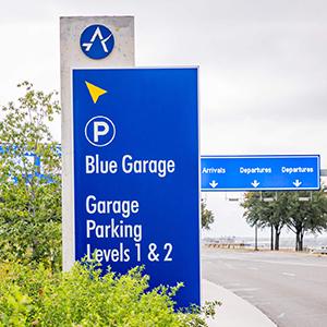 Image of a parking garage sign