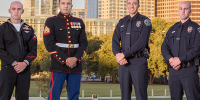 Officers in APD and military uniforms