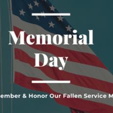 American Flag with the words "Memorial Day"