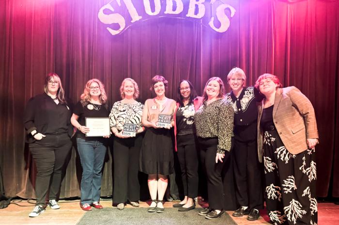 City of Austin Preservation Merit Award Winners on stage at Stubbs