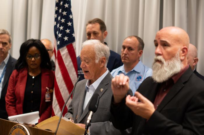 Photo of Mayor Watson Speaking at a press conference on Friday, January 23