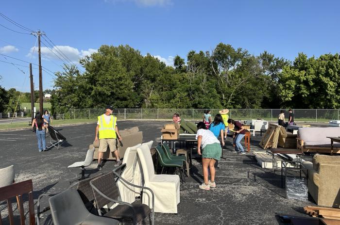 Volunteers helping at the Free Furniture Market.